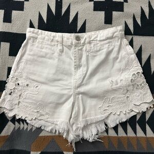 Anthropologie Pilcro White High Waist Shorts with Lace Detail